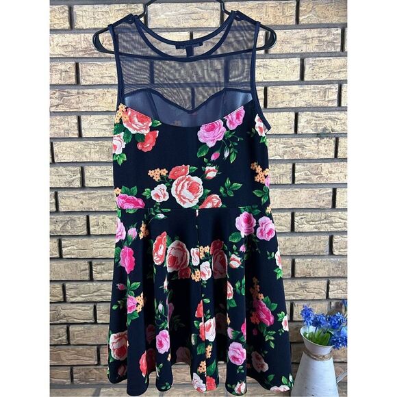 SNAP Colorful‎ Floral Print Mesh Sleeveless Dress - Picture 1 of 6